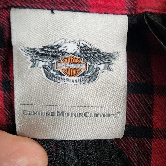 Harley Davidson Womens‎ XS Plaid Button Down Shirt Lace Embellished Western - Picture 9 of 12